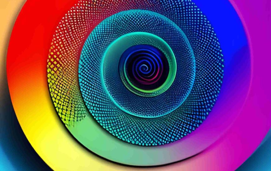 Hipnoz için kullanılabilecek renkli bir sarmal.