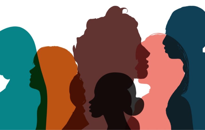 Siluetler. Toplamda 6 kadın farklı renklerde, farklı tarzlarda siluetleri gözükmekte.